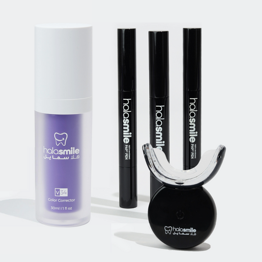 سيروم مصحح اللون الأرجواني + جهاز تبييض الاسنان